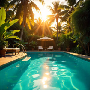 ação do sol na piscina